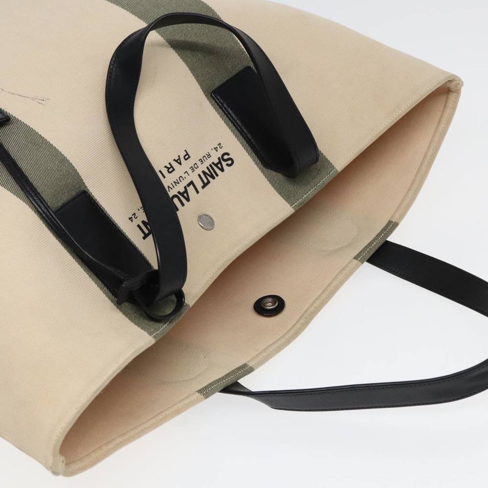 SAINT LAURENT Tote Bag Canvas Beach Shopping East West Beige Auth bs16034 - Picture 7 of 16